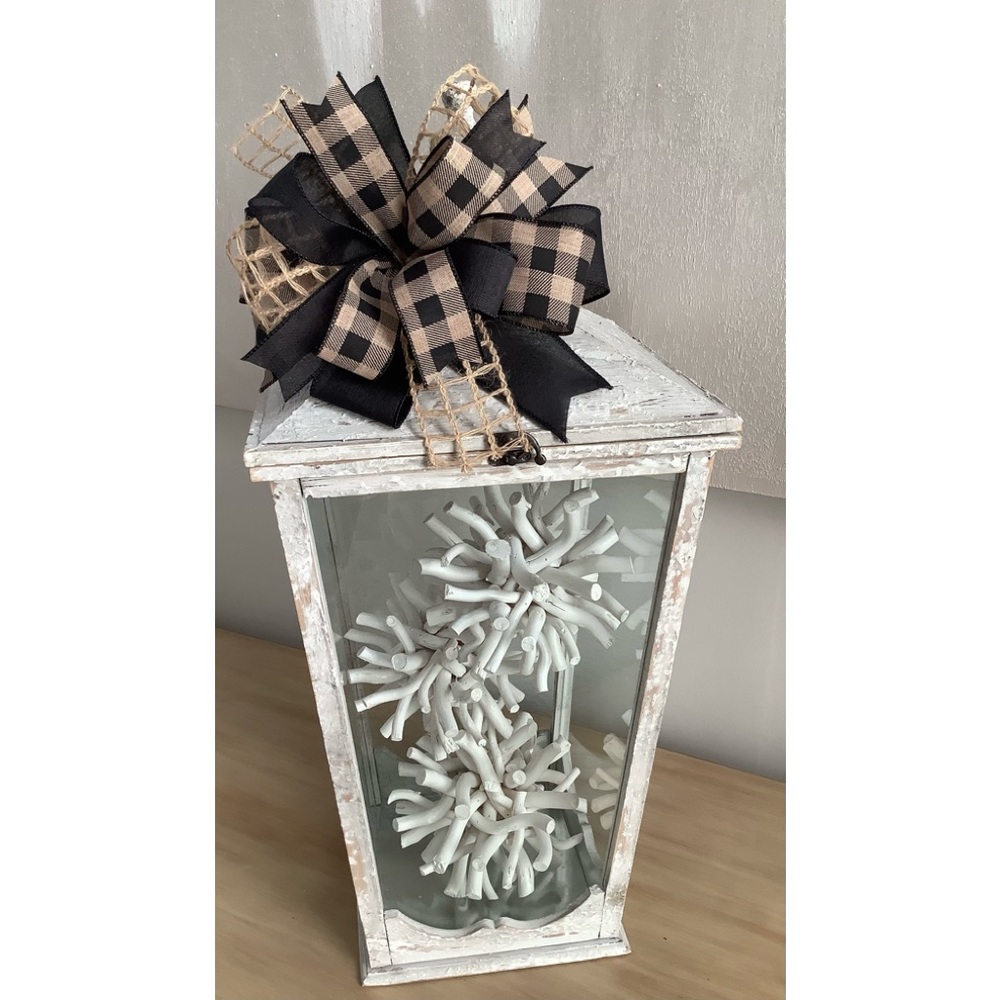 Black &Cream Checked Bow, Wreath Bow, Wreath Accent, Lantern Bow, & Everyday Bow